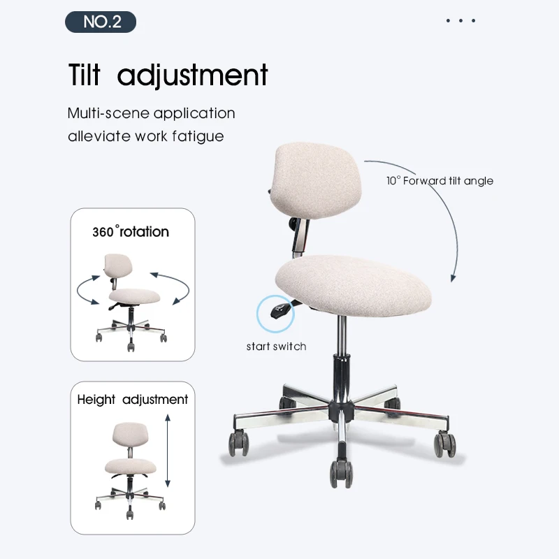 Professional Rolling adjustable Swivel dental saddle stool backrest reclining saddle chair