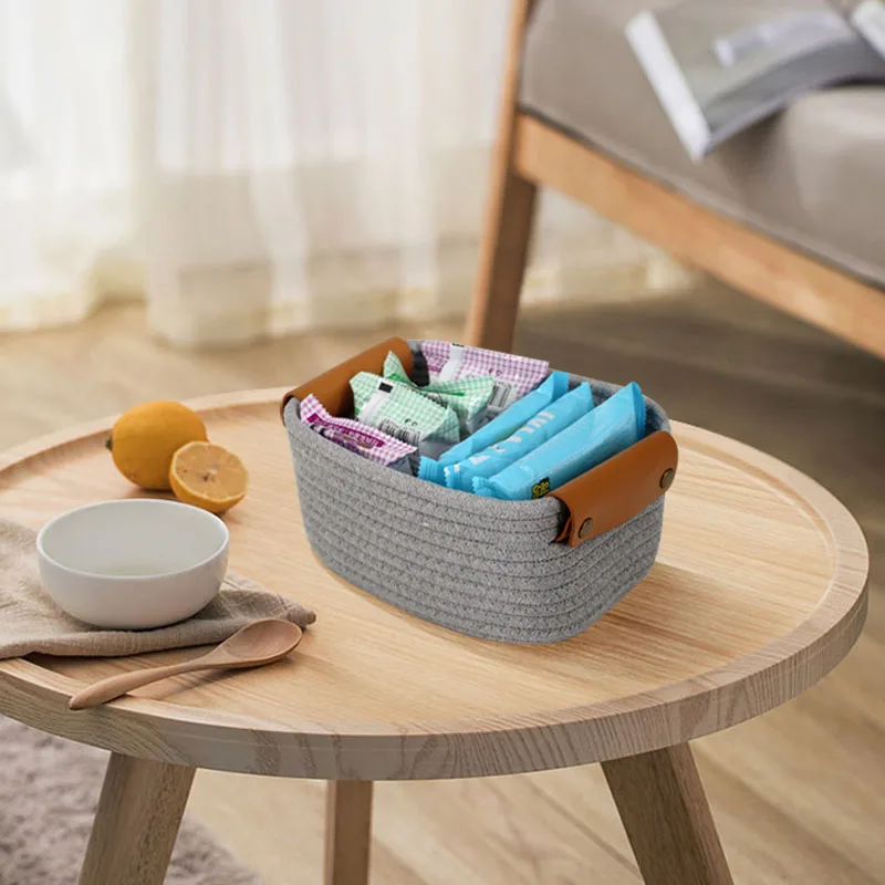 Small Storage Basket For Organizing ,Storage Basket Handmade Cotton Rope Laundry Basket
