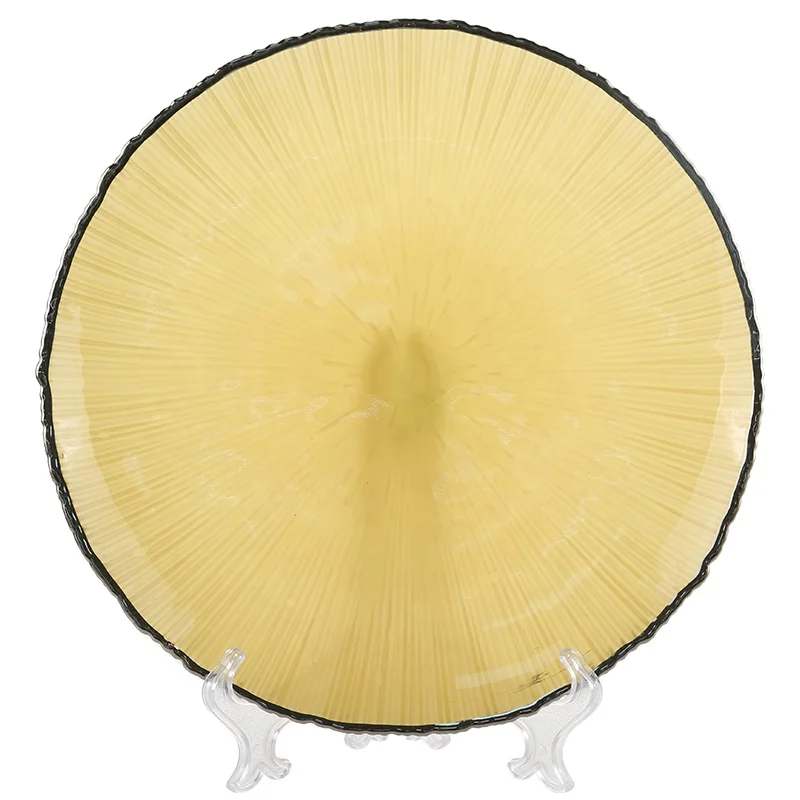 Steak plate European golden real silver rim glass dinner plate household dinner set