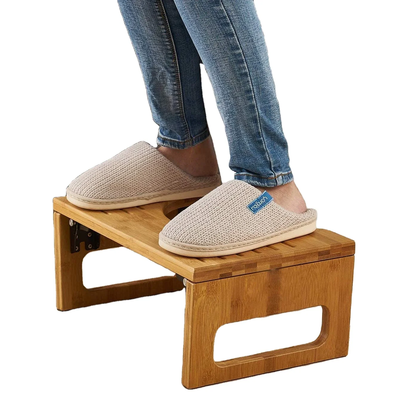 Bamboo Toilet Stool for Bathroom, Collapsible Poop Stool, Natural Color