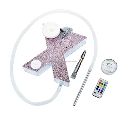 2022 New design customized Wholesale cheap portable acrylic hookah car travel shisha box X shisha hookah with LED light