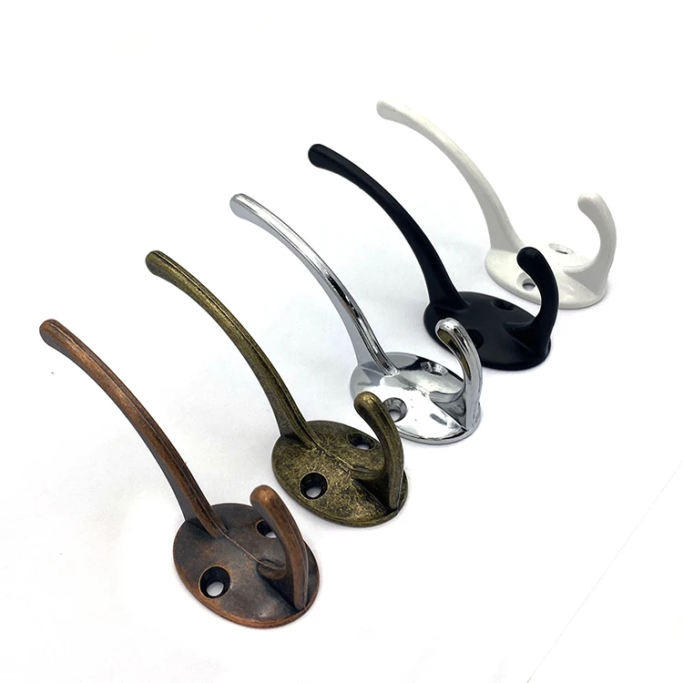 hot sale Metal vintage double towel coat hook wall mount black rustic coat hook