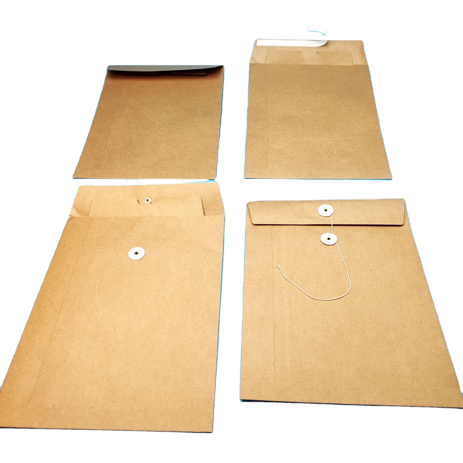 RTS Low MOQ Mailing Envelopes Bag Self Seal Eyelet String Receipt Security Brown Kraft Paper Packing Envelope With Peel & Seal