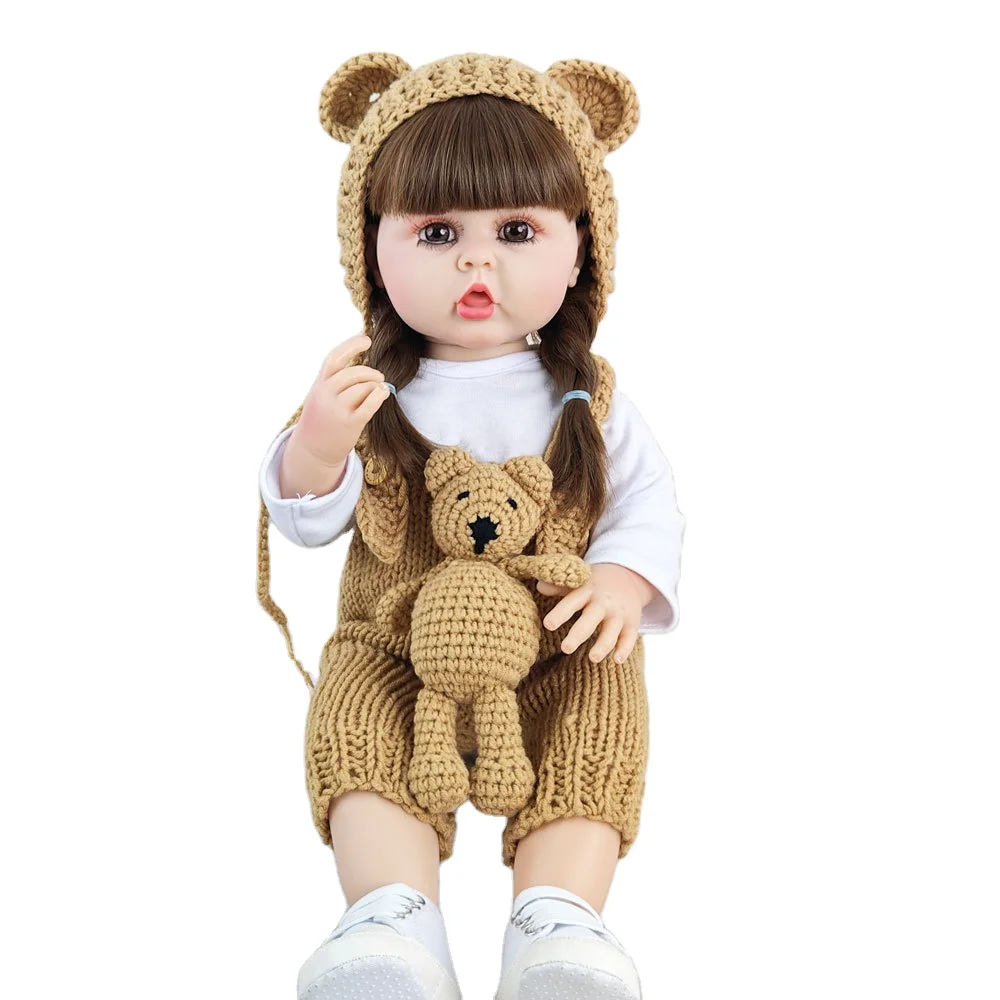 Fashion Boutique Reborn Doll 60cm Simulated Baby Doll Silicone Reborn Doll with Long Hair Silicone Reborn Baby