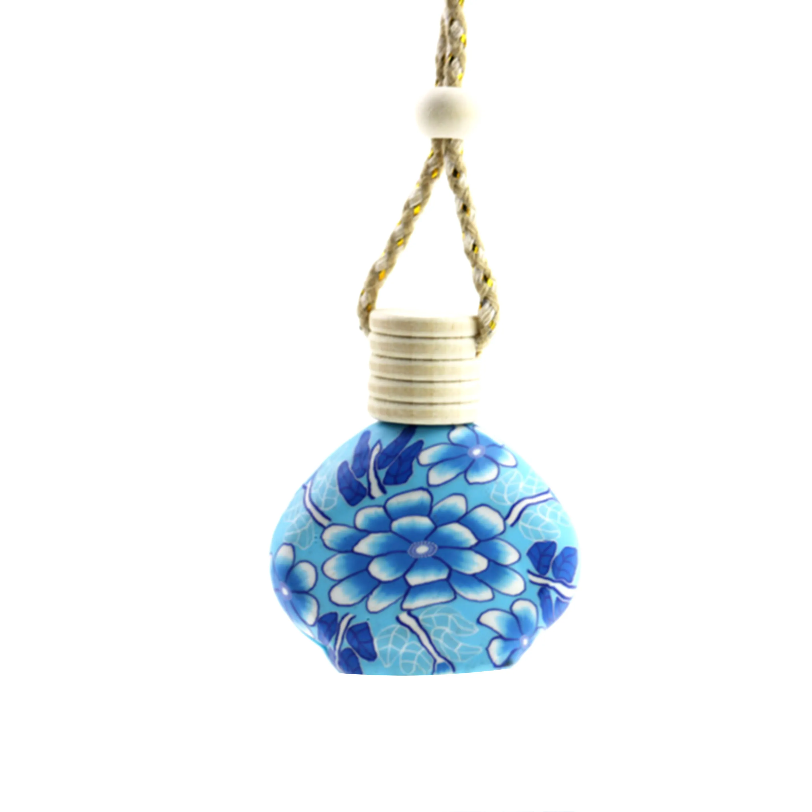 Custom art printed hanging car air freshener glass bottle diffuser car hanging bottle perfume 10ml