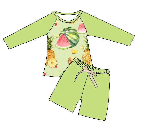 Zs55 boys clothing sets summer dress cotton t shirt watermelon printing girls swim suit