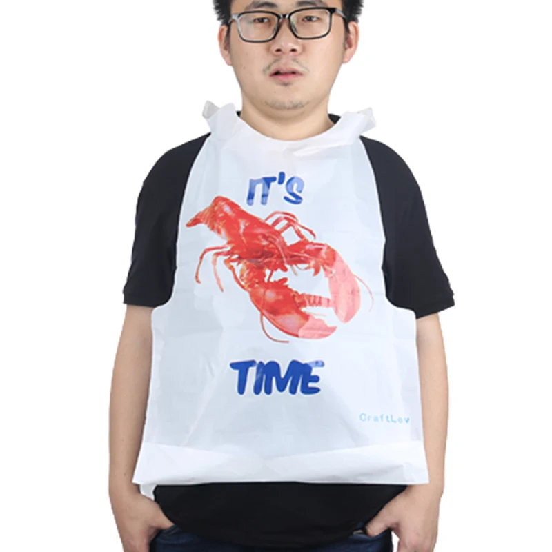 Plastic Bibs Manufacturer Customized Waterproof Plastic Back Bibs Crab Lobster Funny Adult Bibs For Sea Food Restaurant