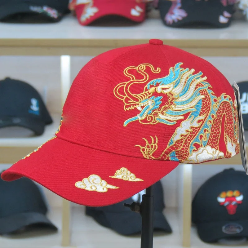 Chinese Dragon Totem limited edition baseball cap lady embroidery pure cotton cap sunscreen hat fashion snapbacks