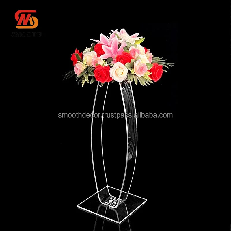 SMOOTH New Trend Clear Acrylic Flower Stand Oval Flower Rack Table Centerpiece for Wedding Decor