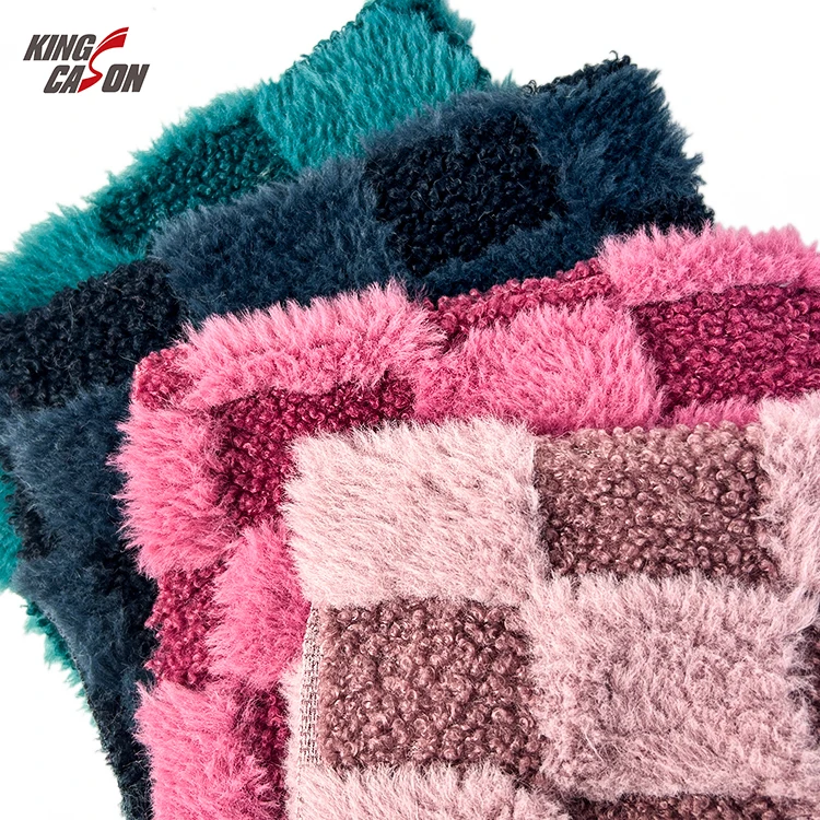 Kingcason Ear Designers Furry Fur Slippers Faux Bubble Carpet Felt Hat Bodies Fabric Elastic Sofa Cover Rabbit Fabric For Women