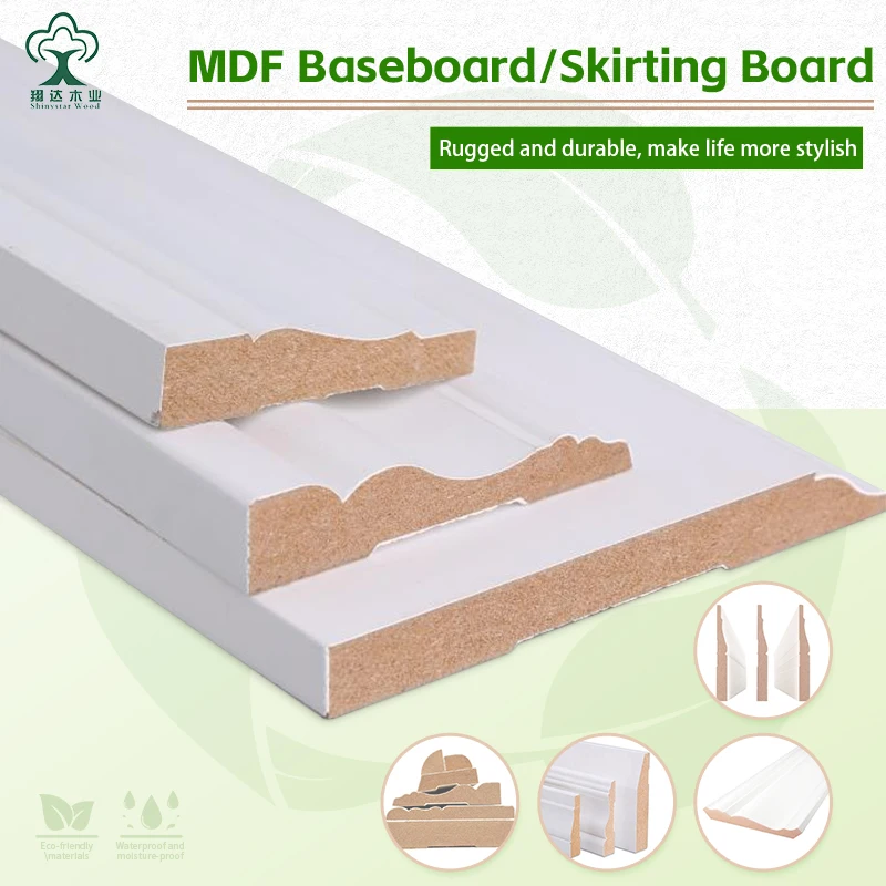 White Primed Wall Skirting Border Water Resistant Wall Skirting Board With The Wall