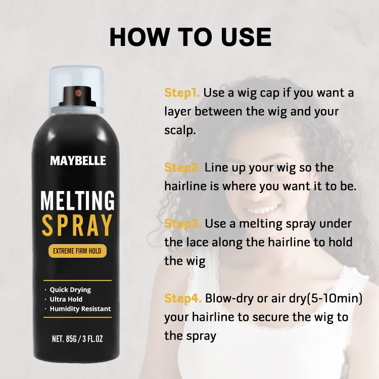 Private Label Fast Drying Extreme Hold No Residue Hair Holding Spray Daily Glueless Aerosol Lace Melting Spray