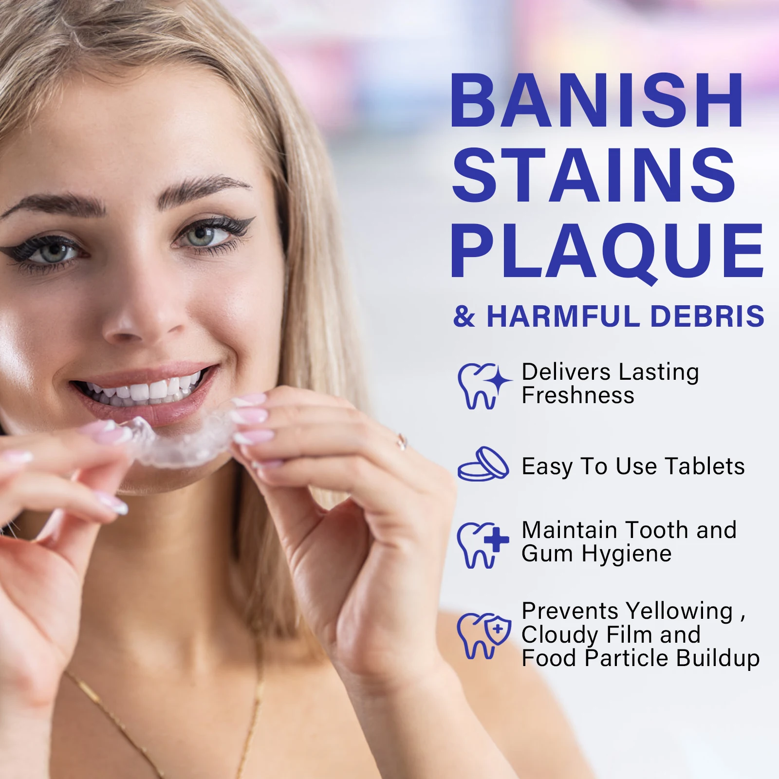 Customized Dental Hygiene Tablets: Whiten and Clean Retainers and Dentures