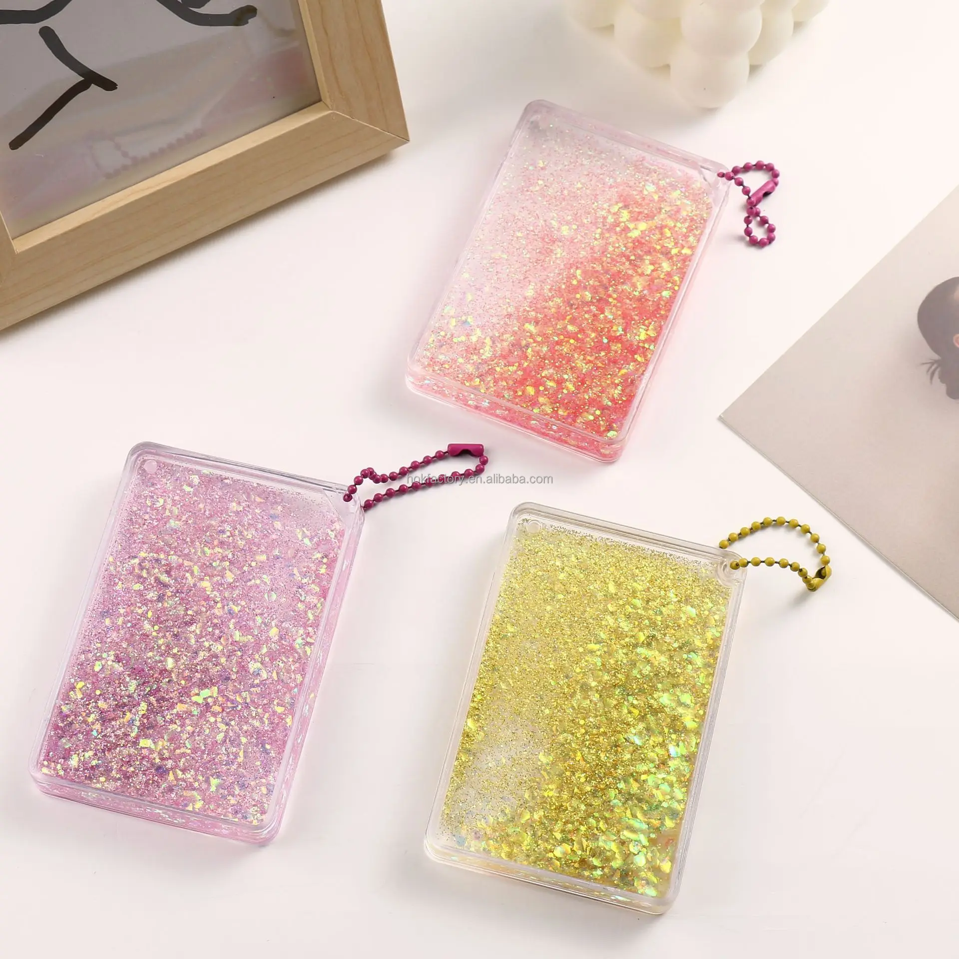 Acrylic Quicksand Gu card Mahjong Gu Pan card brick set transparent ice cube card brick pendant