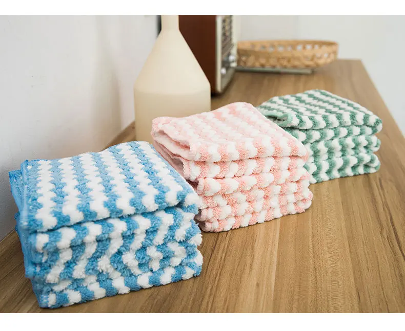 Wholesale hot selling fashion color reusable cleaning cloth multi-functional automotive microfiber stripe cloth recyclable rag