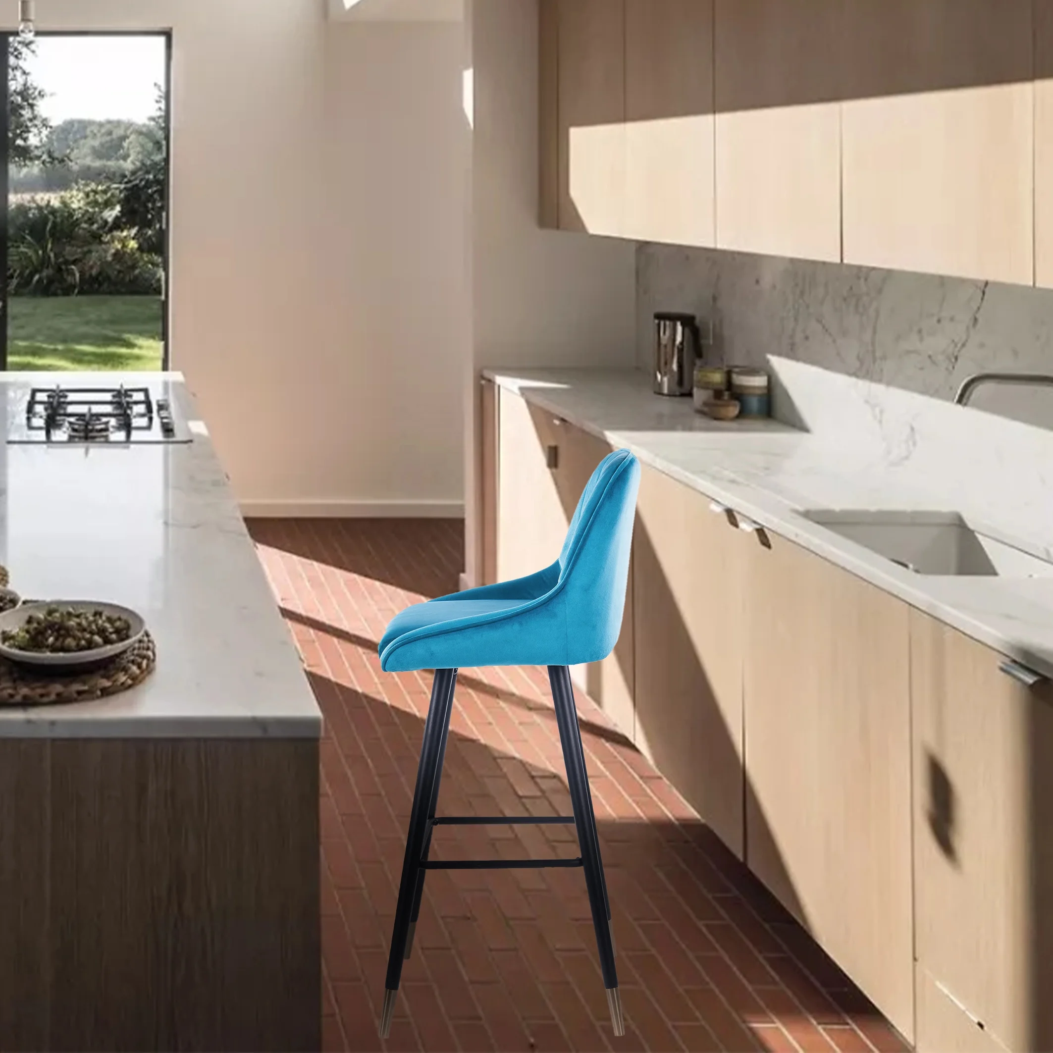 Factory direct hotel velvet bar chair stool dining