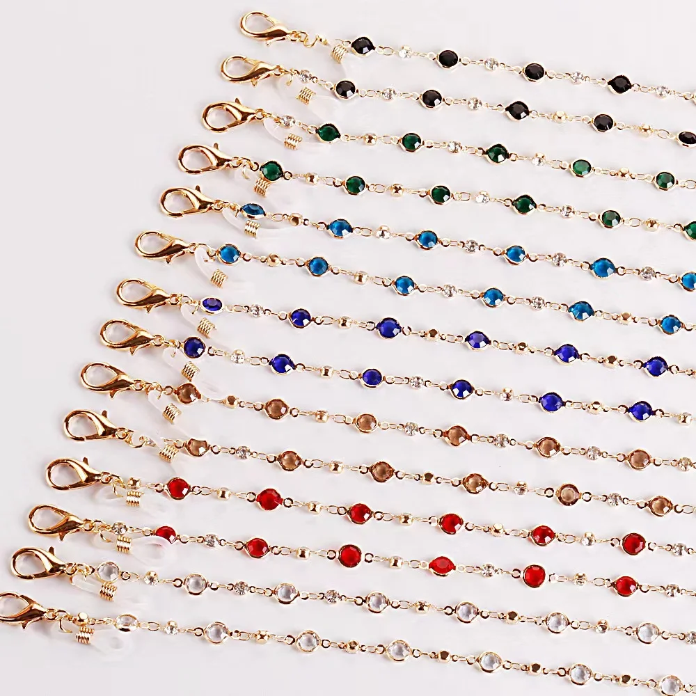 Wholesale New Design Vintage Metal With Crystals Beaded Kids Eye Glasses Sunglasses Face Mask Chain