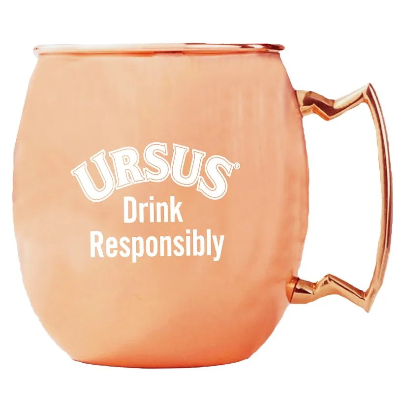 Горячая Продажа 17 Oz. Зеркальная полированная медная покрытая нержавеющая сталь Moscow Mule кружка позолоченная ручка
