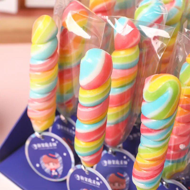 wholesale suppliers colored box holiday gift confectionery products 17g spiral wave plate lollipop loly pop lollipop