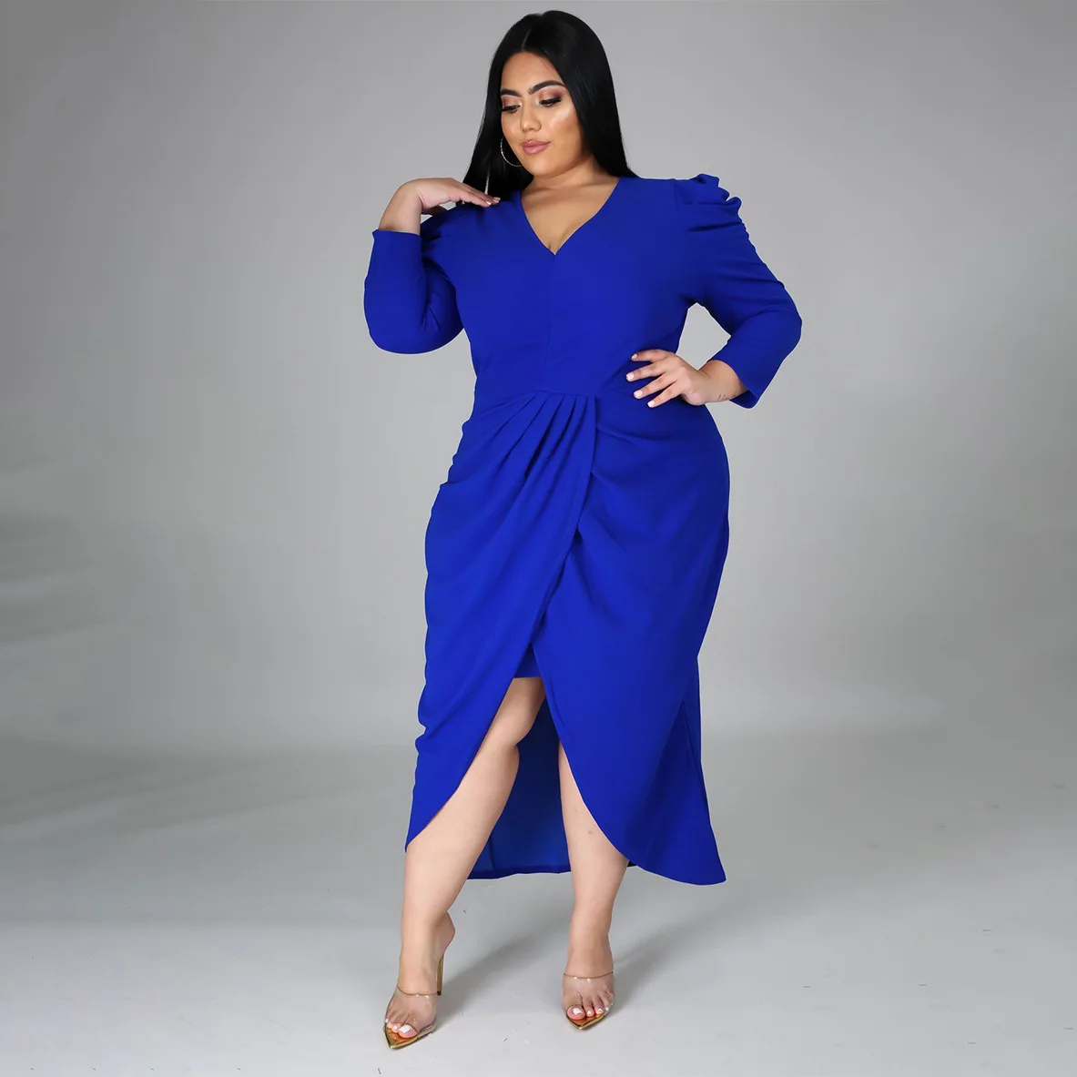 Winter Fall Fashion Long Sleeve Elegant Party Evening Women Clothing Plus Size Dress