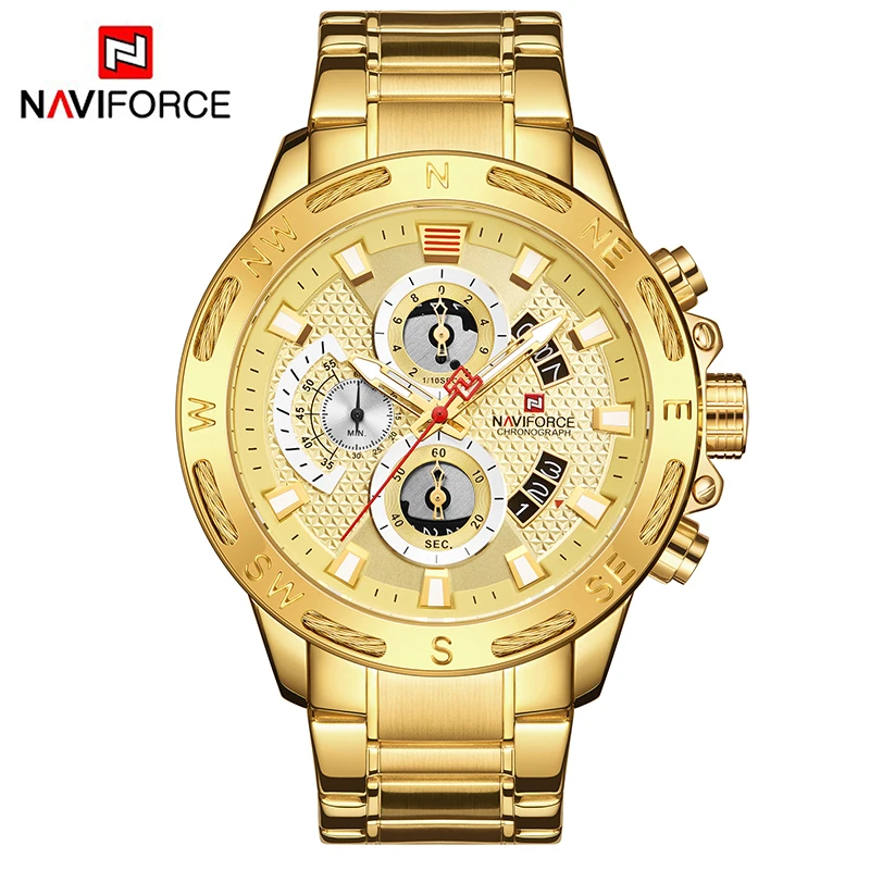 NAVIFORCE 9165 Men Sport Chronograph Watch NAVIFORCE Quartz Wrist Vintage Quartz Watches