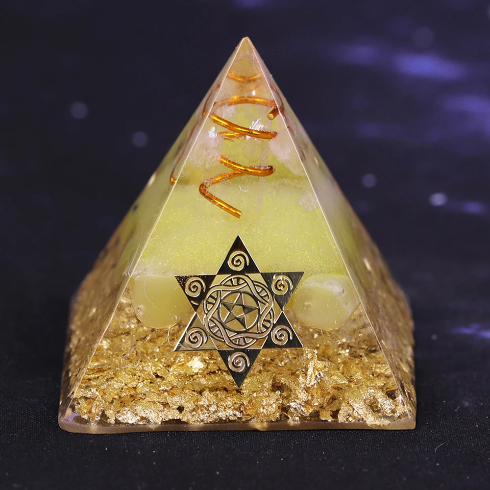 Reiki Orgonite Pyramid Natural Citrine Energy Generator Pyramid  For Emf Protection Chakra Healing Meditation