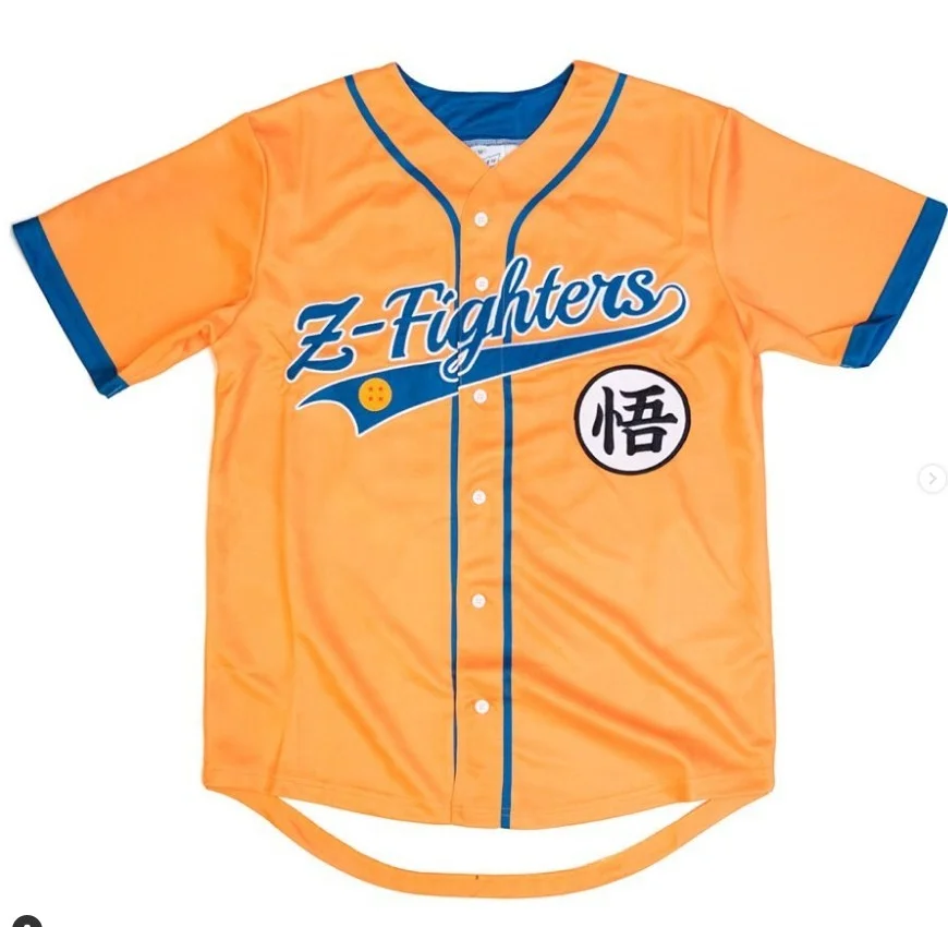 High quality orange full button baseball shirt plus size embroidery baseball jersey for men