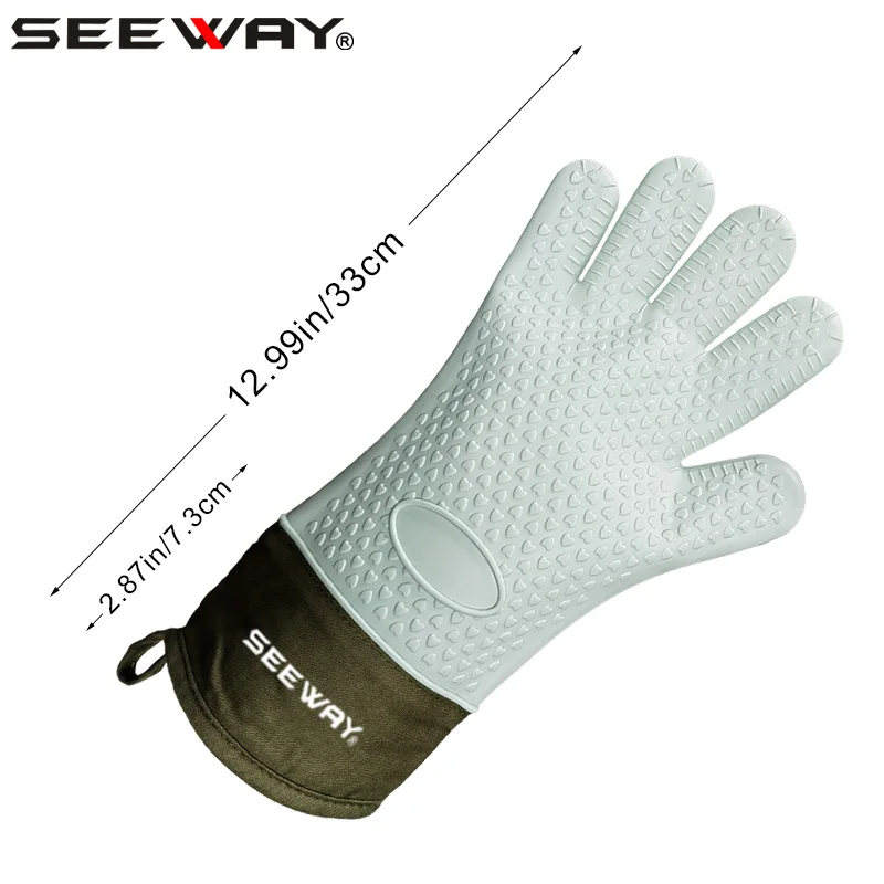 Seeway Waterproof Kitchen Silicone Smoker Grilling Cooking Baking Oven Mitts