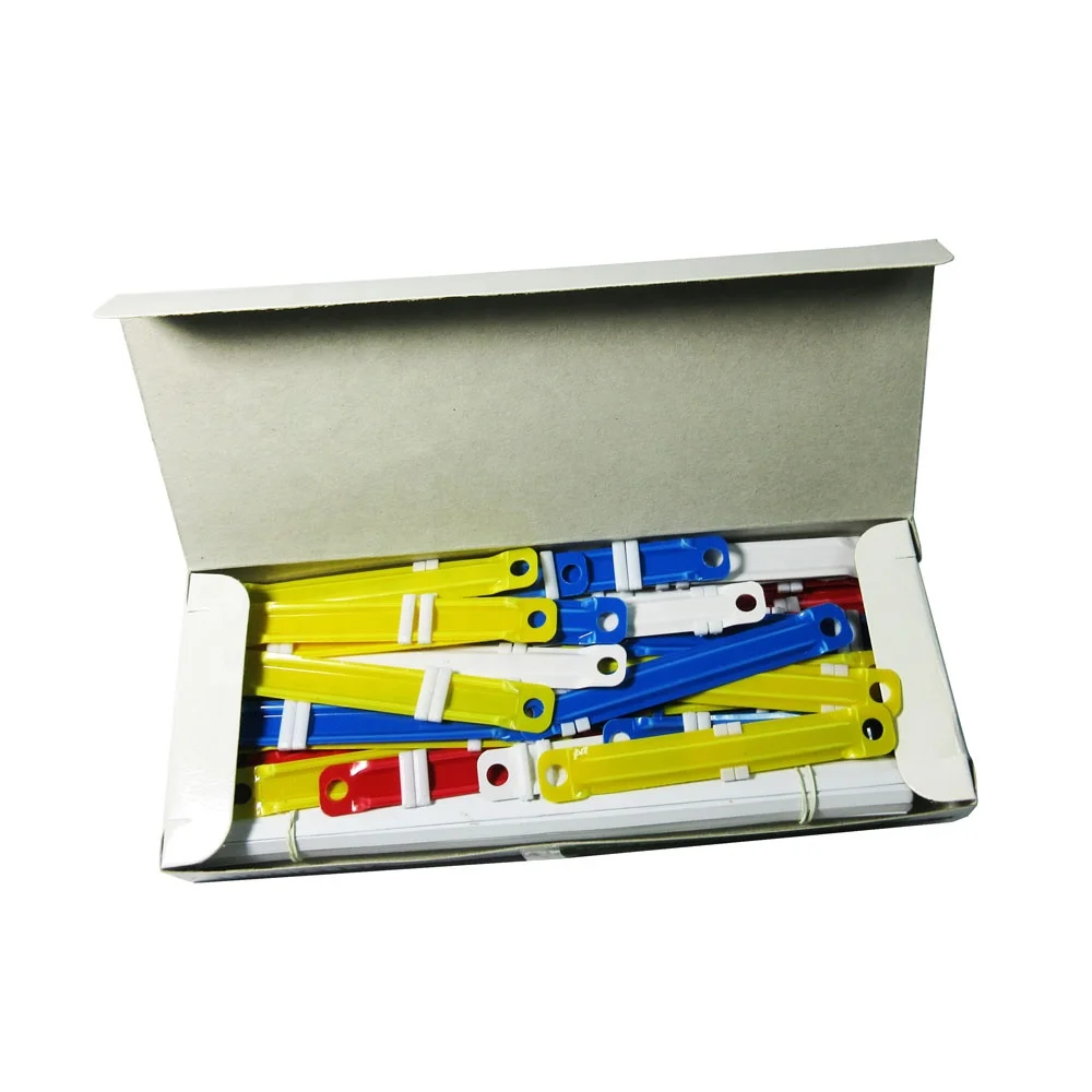 Office stationery supplies colorful PVC desktop organizer binding clip 8cm standard document plastic paper file fastener
