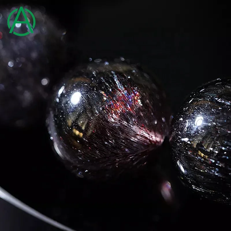 ArthurGem Rare Top Quality Black Fireworks Super Seven Crystal Bracelet Natural Healing Super Seven Gemstone Bracelet Women Men