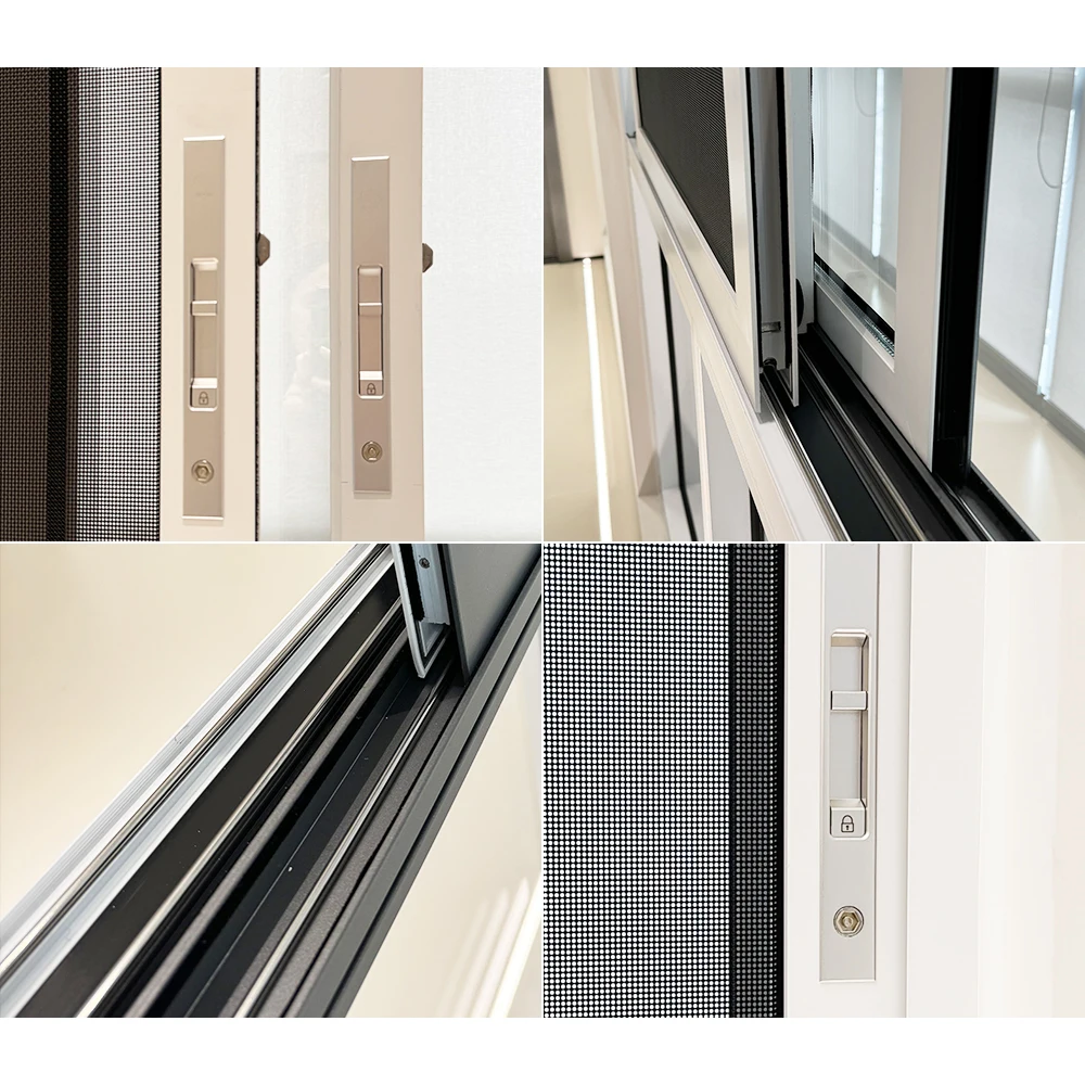 Custom smart large white modern panoramic double glazing aluminum glass sliding window