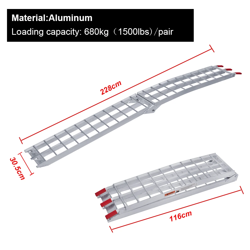 Maximum load bearing capacity 680KG portable aluminum folding loading atv ramps