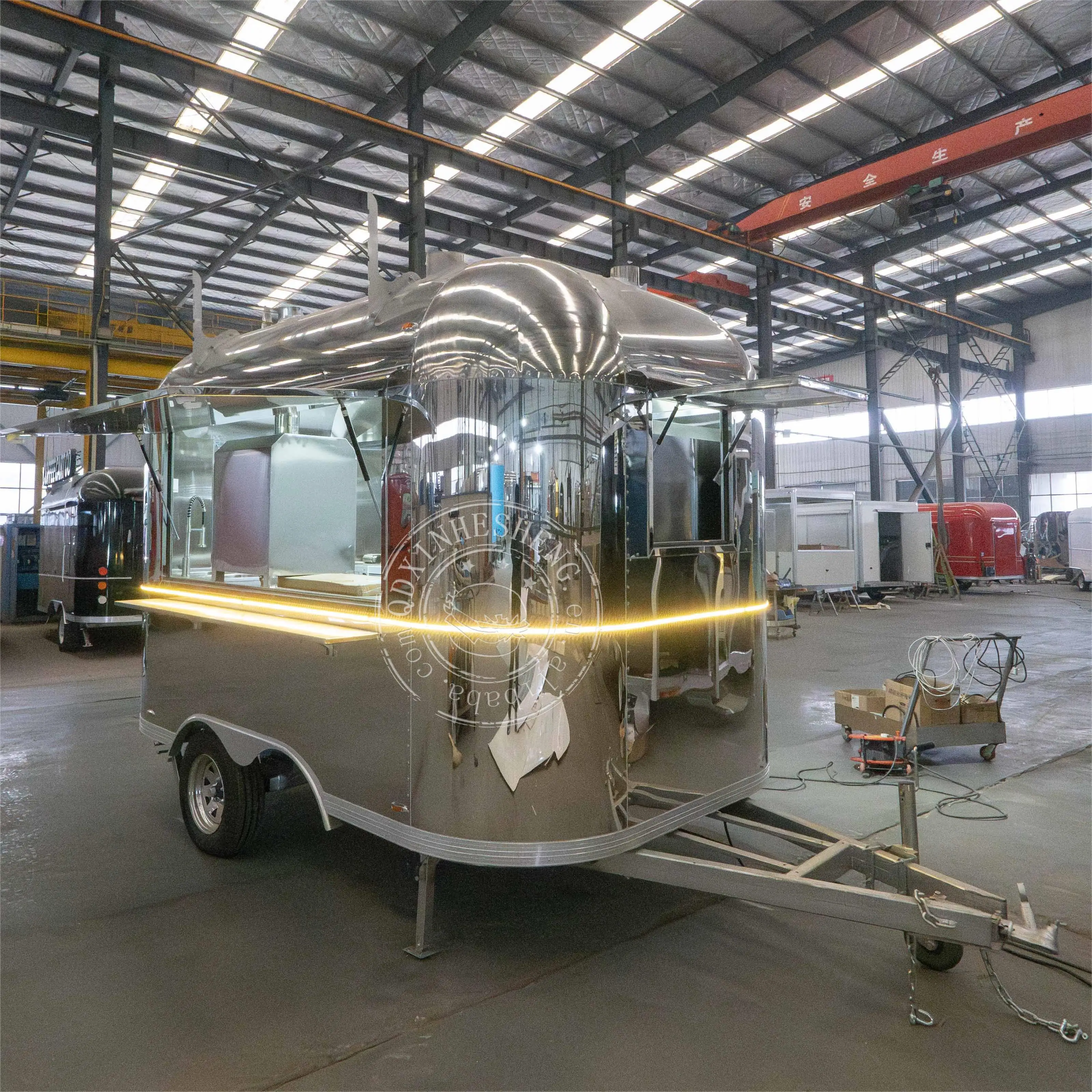 stainless steel  beer trailer fully equipped with working bench