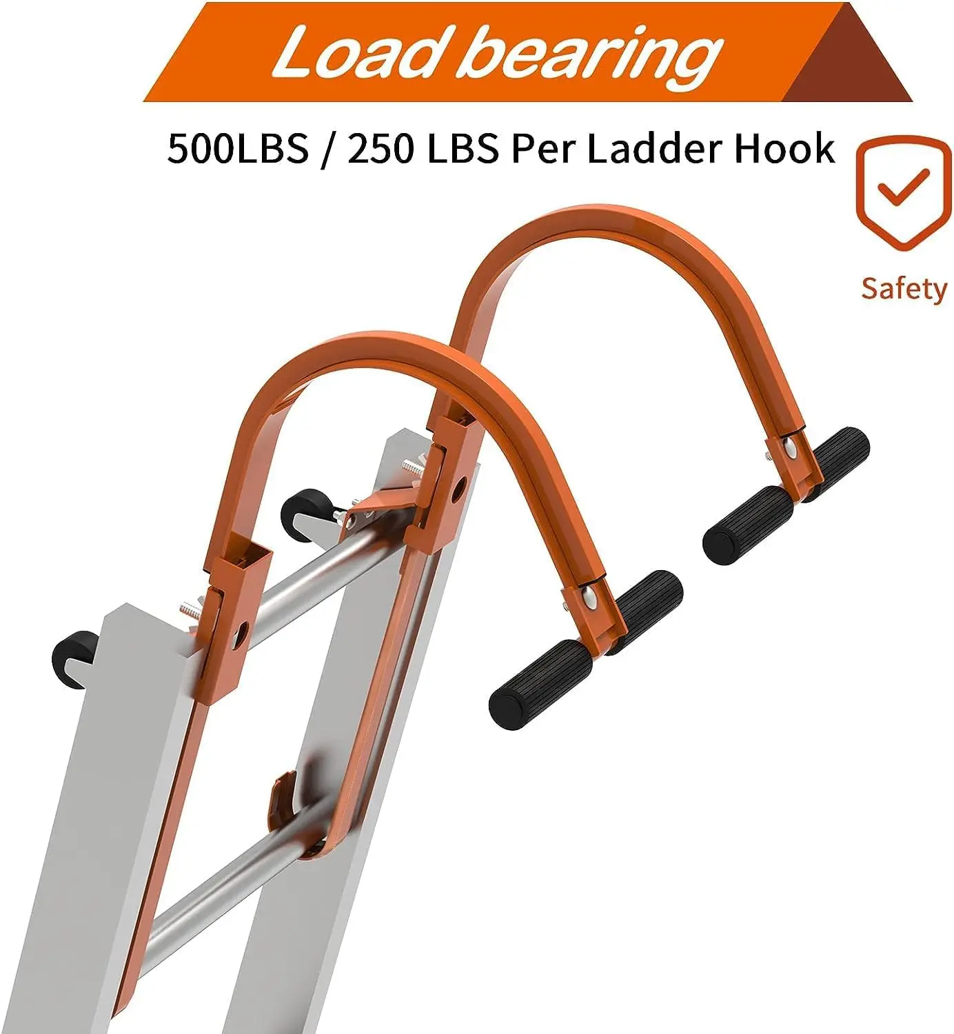 2 Pack Ladder Roof Hook with Wheel Heavy Duty Steel Ladder Stabilizer