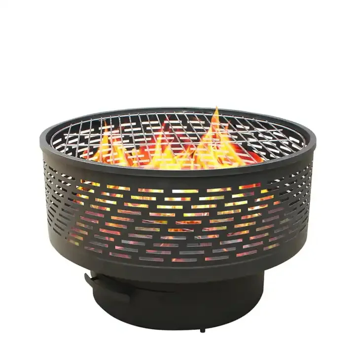 3 in one outdoor fire pit bamboo table brazier feuerstelle   feuerschale mit grill