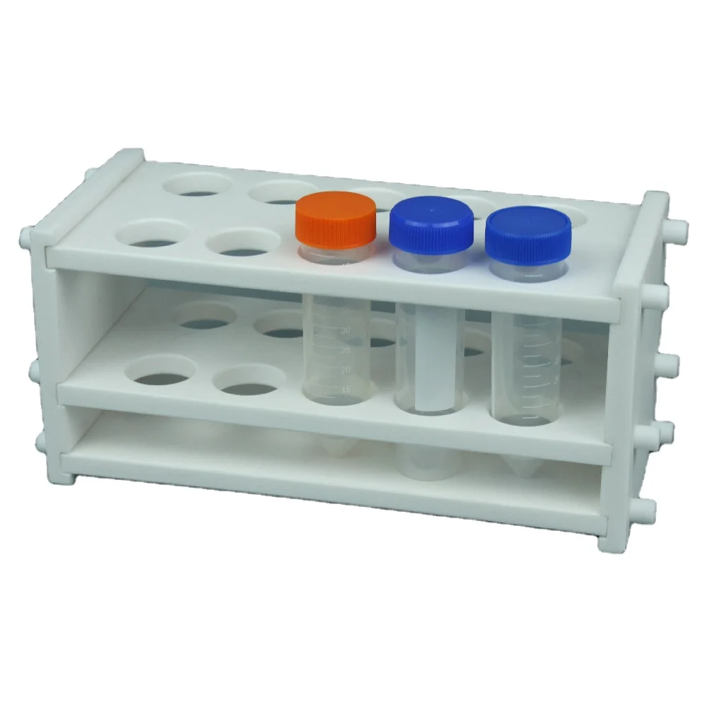 LAB PTFE Lab Test Tube Holder Pure White Test Tube Rack Shelf For Centrifugal Tube