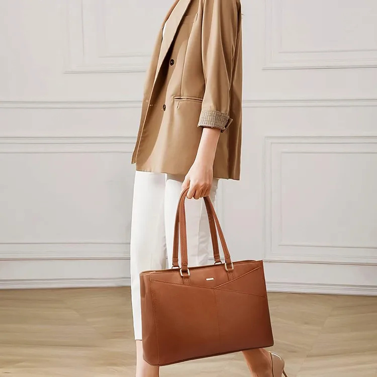 Custom #PA1053 15.6 Inch Waterproof Leather Computer Bags Women Business Office Work Bag Briefcase Laptop Tote Bag for Women