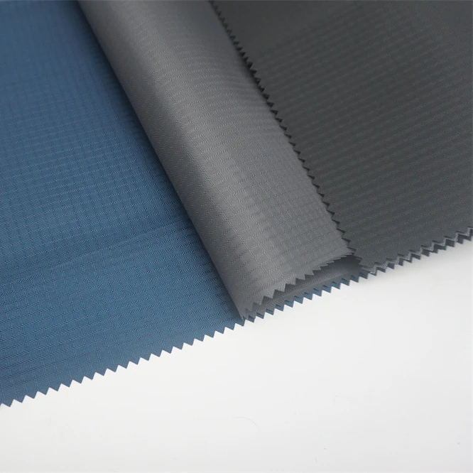 200D Polyester Oxford Double Line Checkered Solid Dyed with PU Coating and WR for Luggage/Bag/Teng Fabric