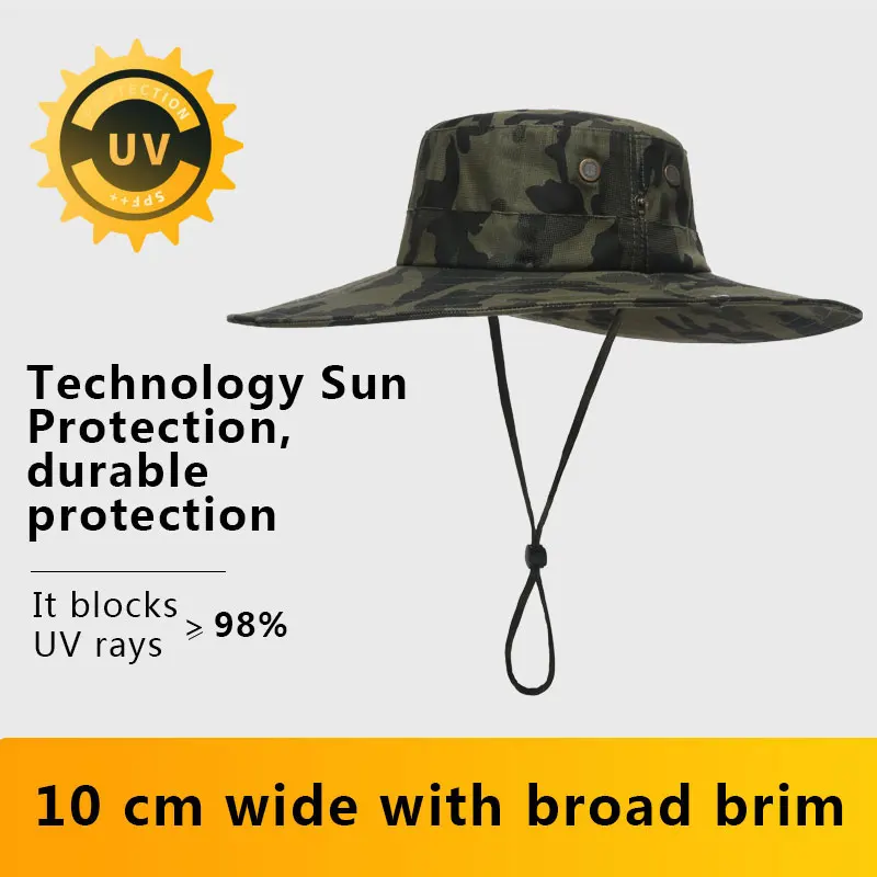 2022 Summer Men UV Protection Outdoor Fishing Sunscreen  Mountain-Climbing Bucket Hats Caps