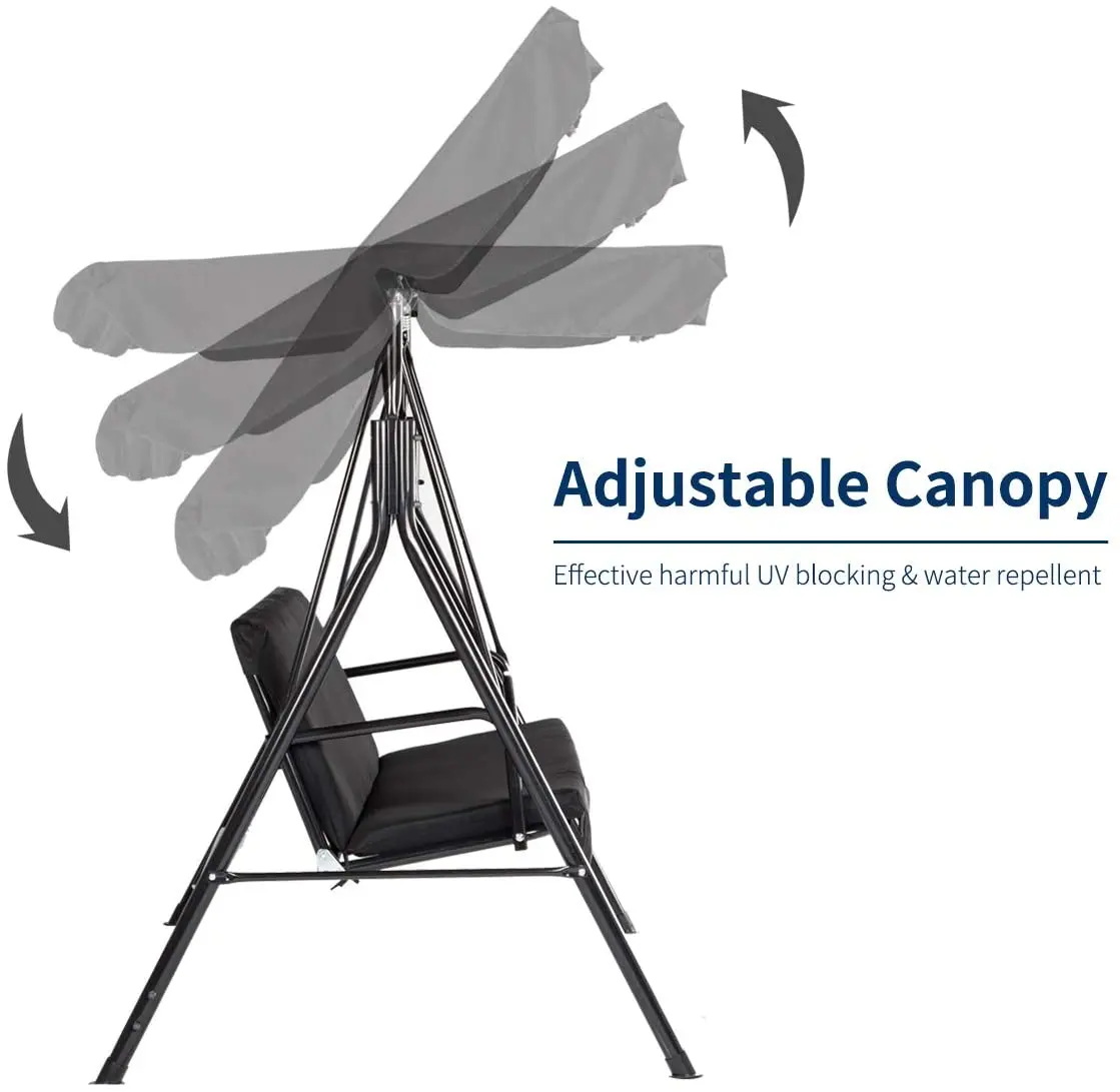 Outdoor Rattan Wicker Double Seat Hanging Egg Swing Chair with Metal Stand Furniture Color Material Origin General Place Model