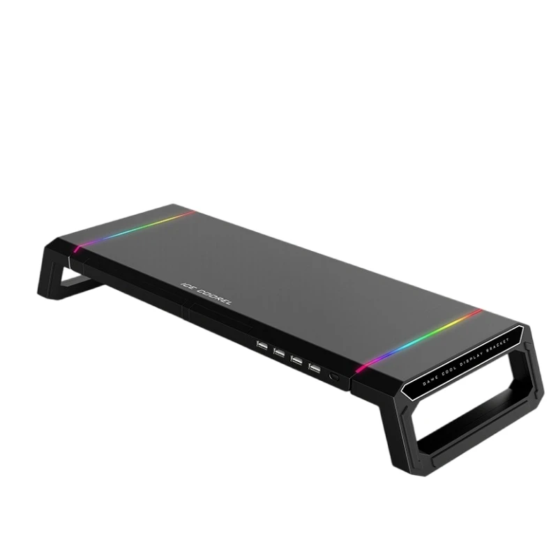 Hot sell 4USB Multi Keyboard Storage Space Bar Aluminum Laptop Monitor Stand for Macbook