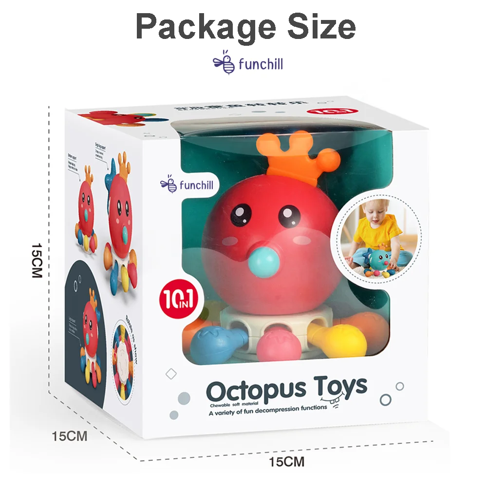 Chewing Out Teeth Octopus Rotating Music Irritable Baby 2024 Autism Feeling Educational Toy 5