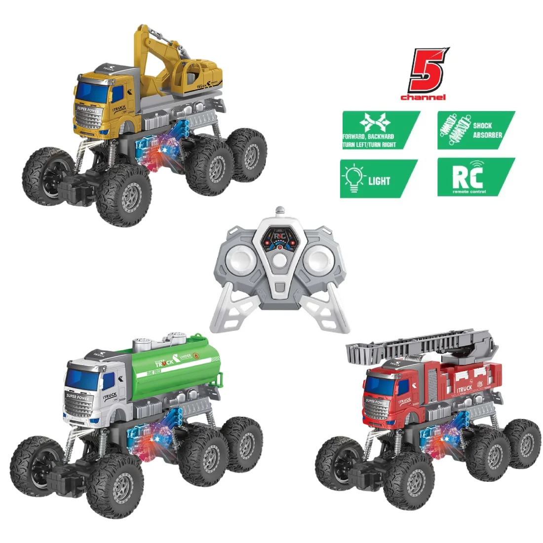 KOUYIKOU NEW full scale six-wheel Remote control engineering vehicle car can dance with lights remote control car for boy