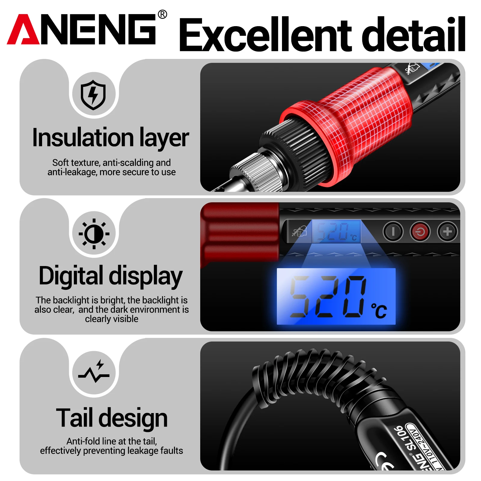 ANENG SL106-24 Electric Soldering Iron US/EU Plug 24 Tip Kit Soldering Iron Welding Maintenances Two in One Solder Wire Tweezers