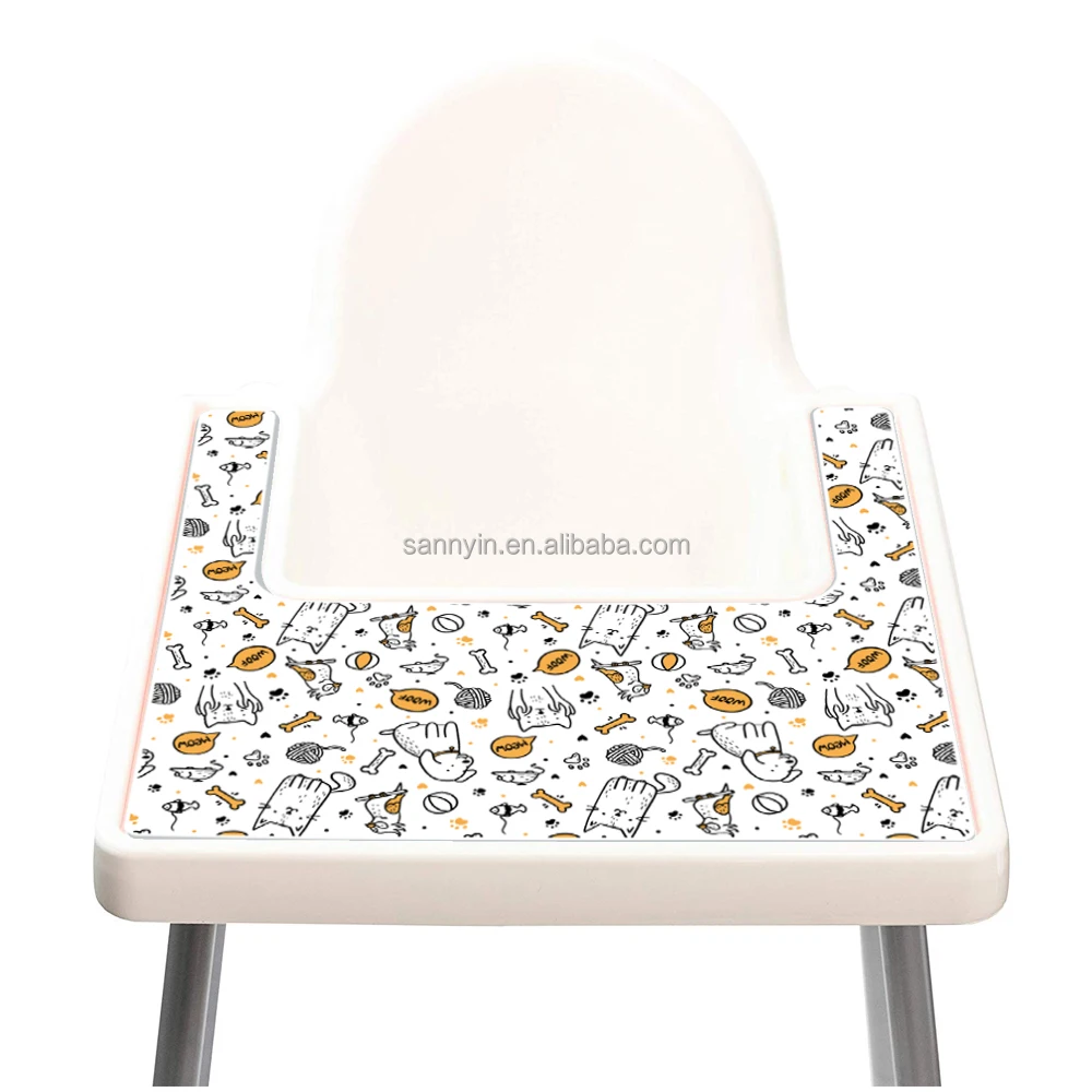 Custom Pattern Logo Baby Dining High Chair Mat Silicone Antilop Highchair Placemat