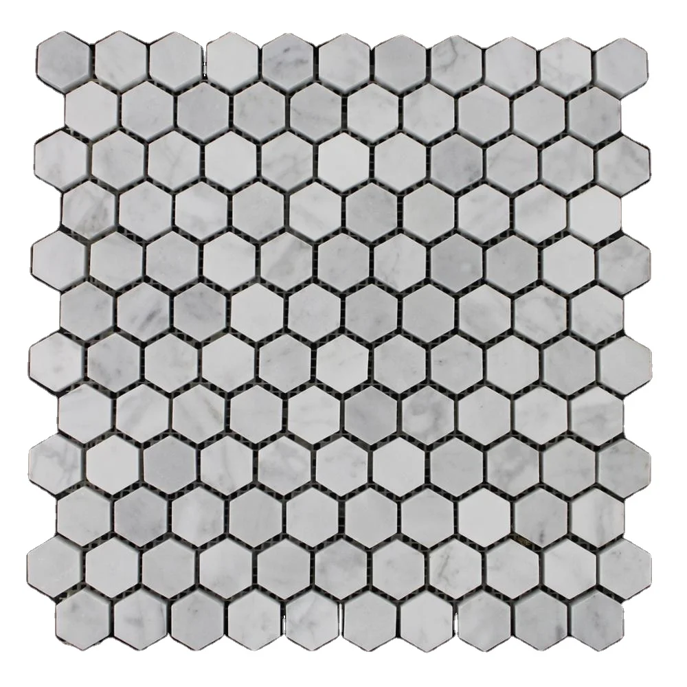 Decorstone24 Carrara White Marble Hexagon Honeycomb Mini Chip Mosaic Tile For Backsplash