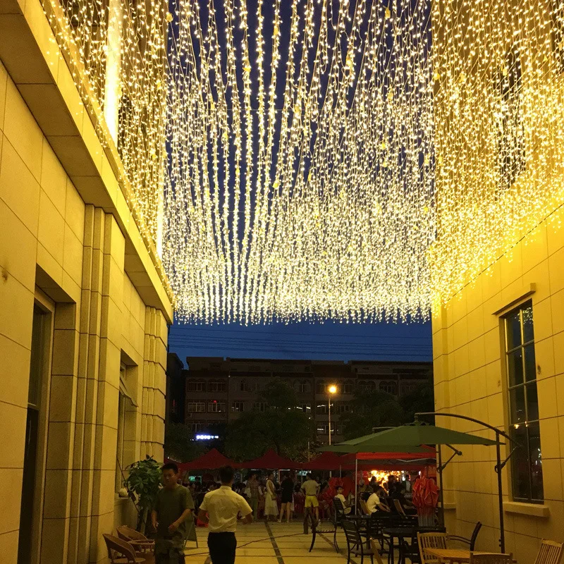 LED Full Sky Star Curtain Ice Strip Lamp Wedding Waterfall Illumination Net Red Hanging Ceiling Lamp
