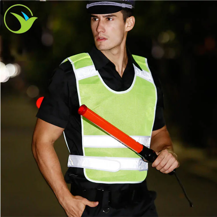Manufacturer custom polyester yellow reflective stripe safety vest with zipper
