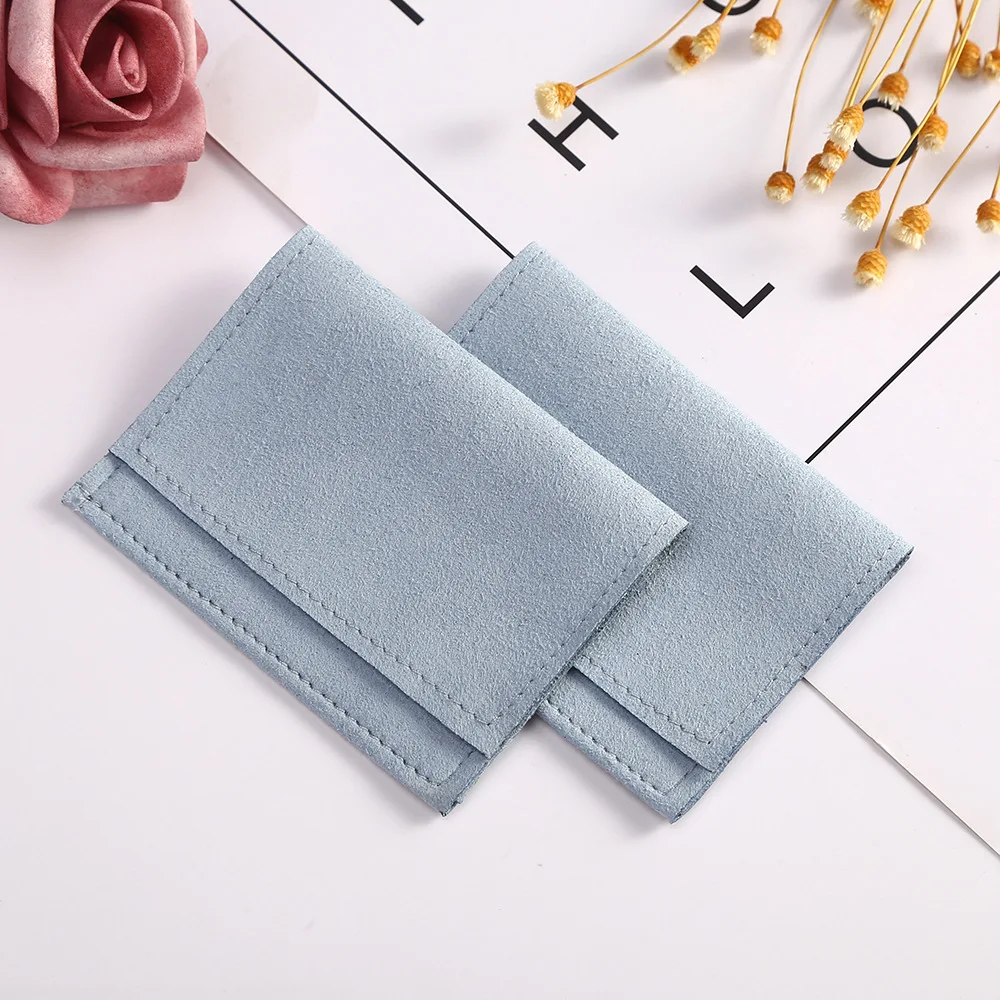 Small Chic Envelope Flap Dust Packaging Display Suede Microfiber Jewellery Gift Pouches Travel Packaging Mini Jewelry Pouch Bag