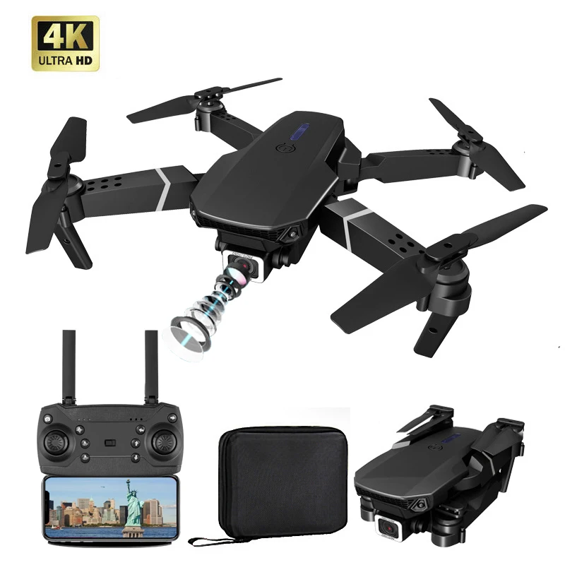2021 Hot E88 Mini Drone With Double 4K Camera 2.4Ghz Wifi FPV Foldable Selfie Pocket Drone Mini Quadcopter Toy Drone for Kids